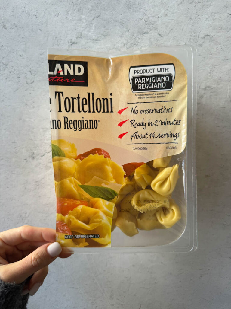 a package of costco five cheese tortelloni