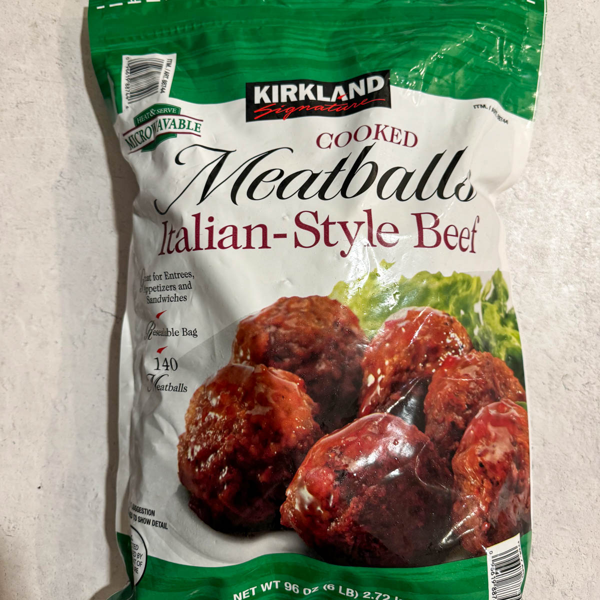 cooked italian style beef meatballs package