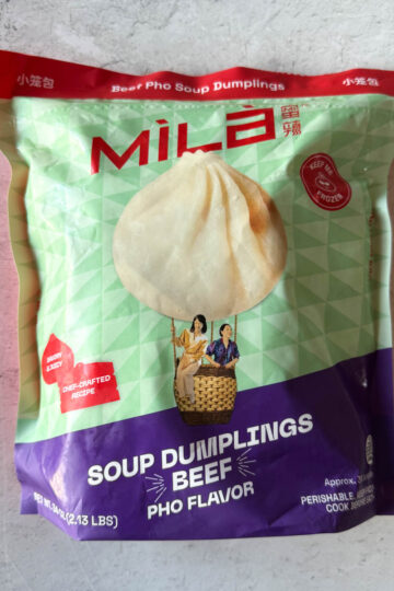 a package of Mila soup dumplings on the table