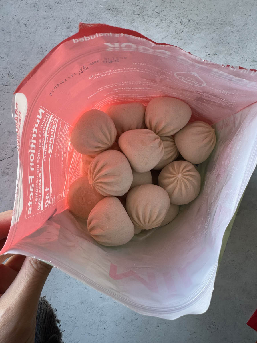 soup dumplings in the package, top view