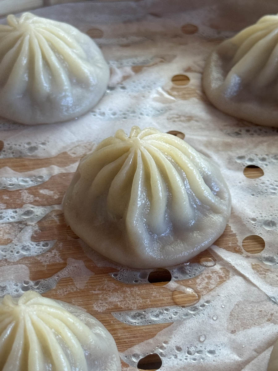 soup dumpling in the steamer