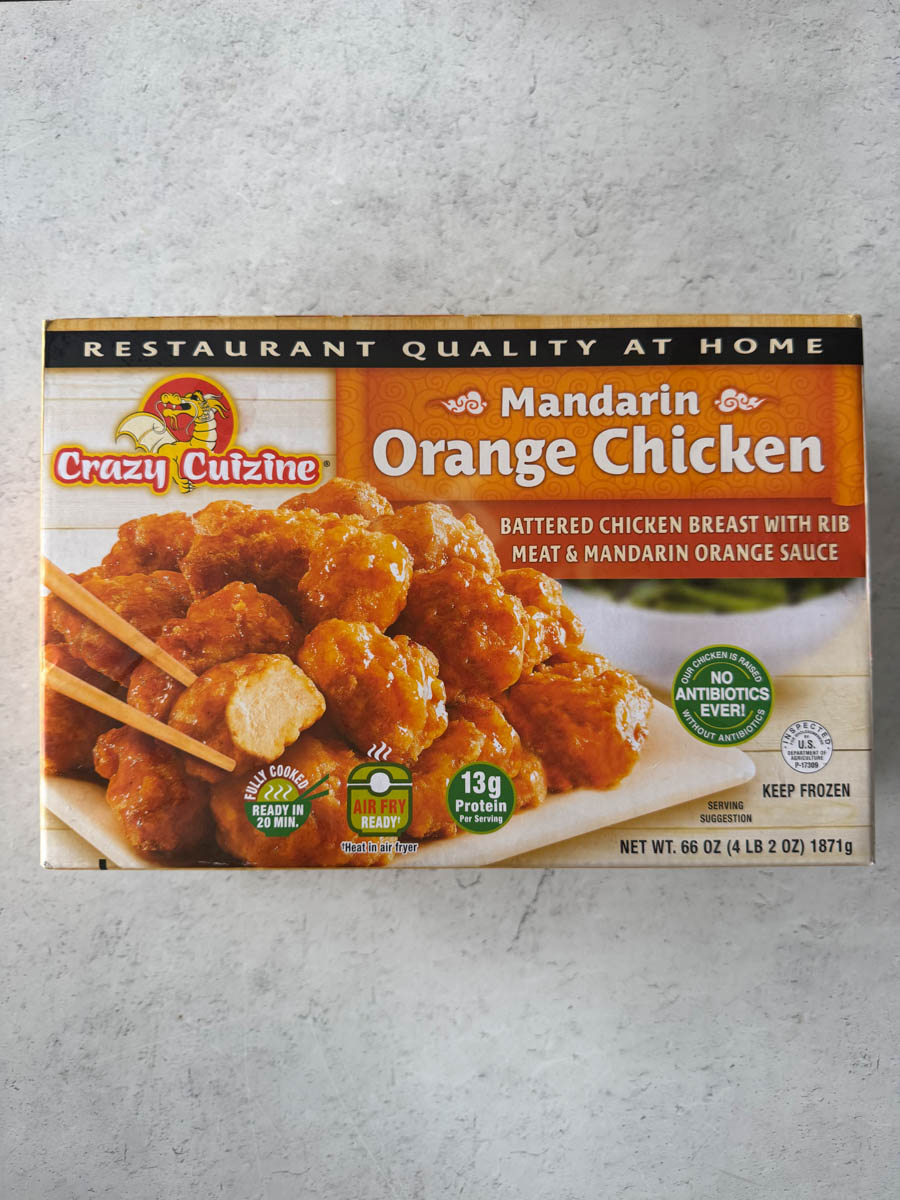 mandarin orange chicken in the box on the table