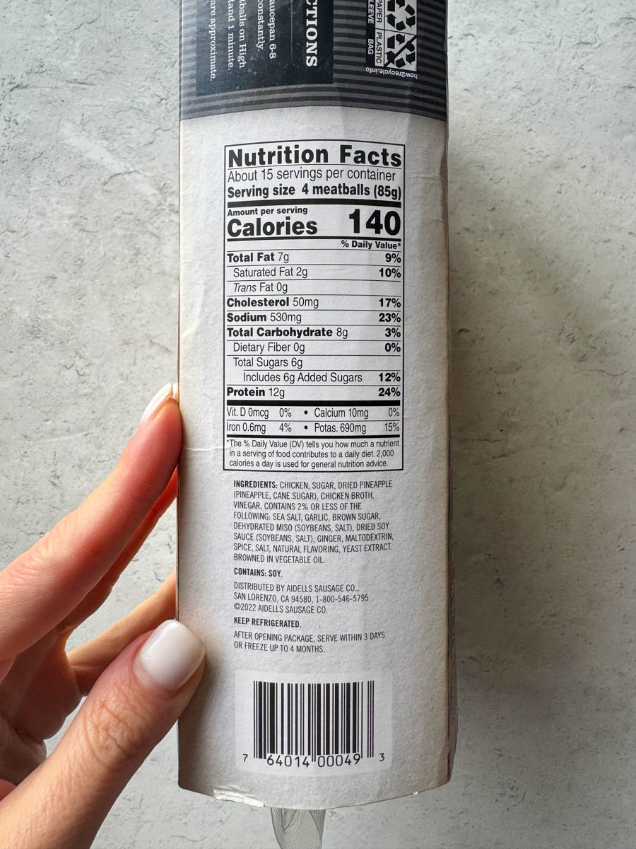 nutrition facts label