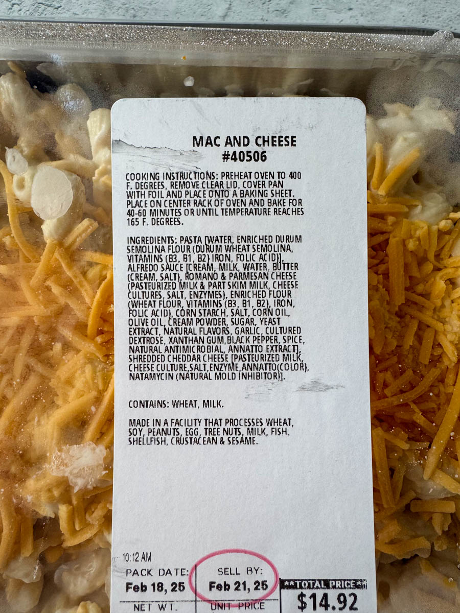 mac and cheese lable