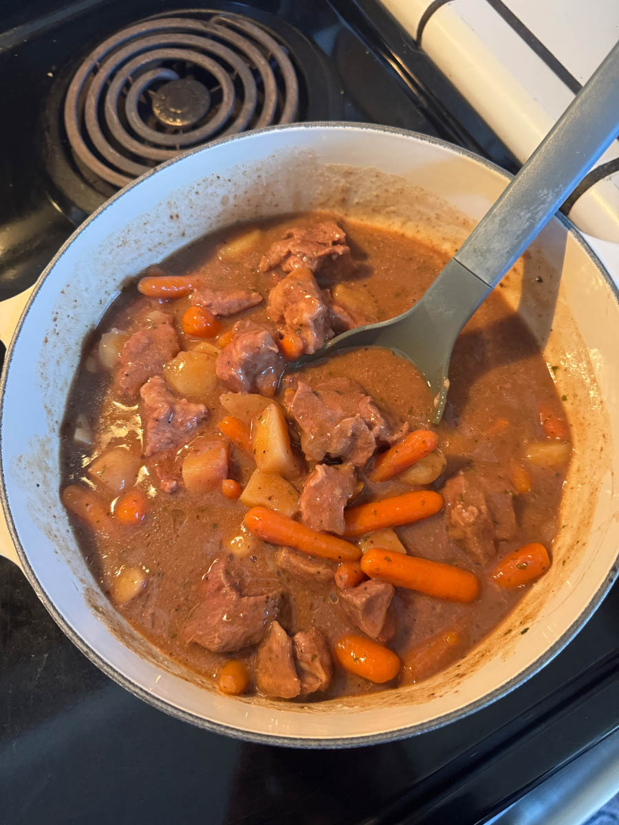 stew in the white pot