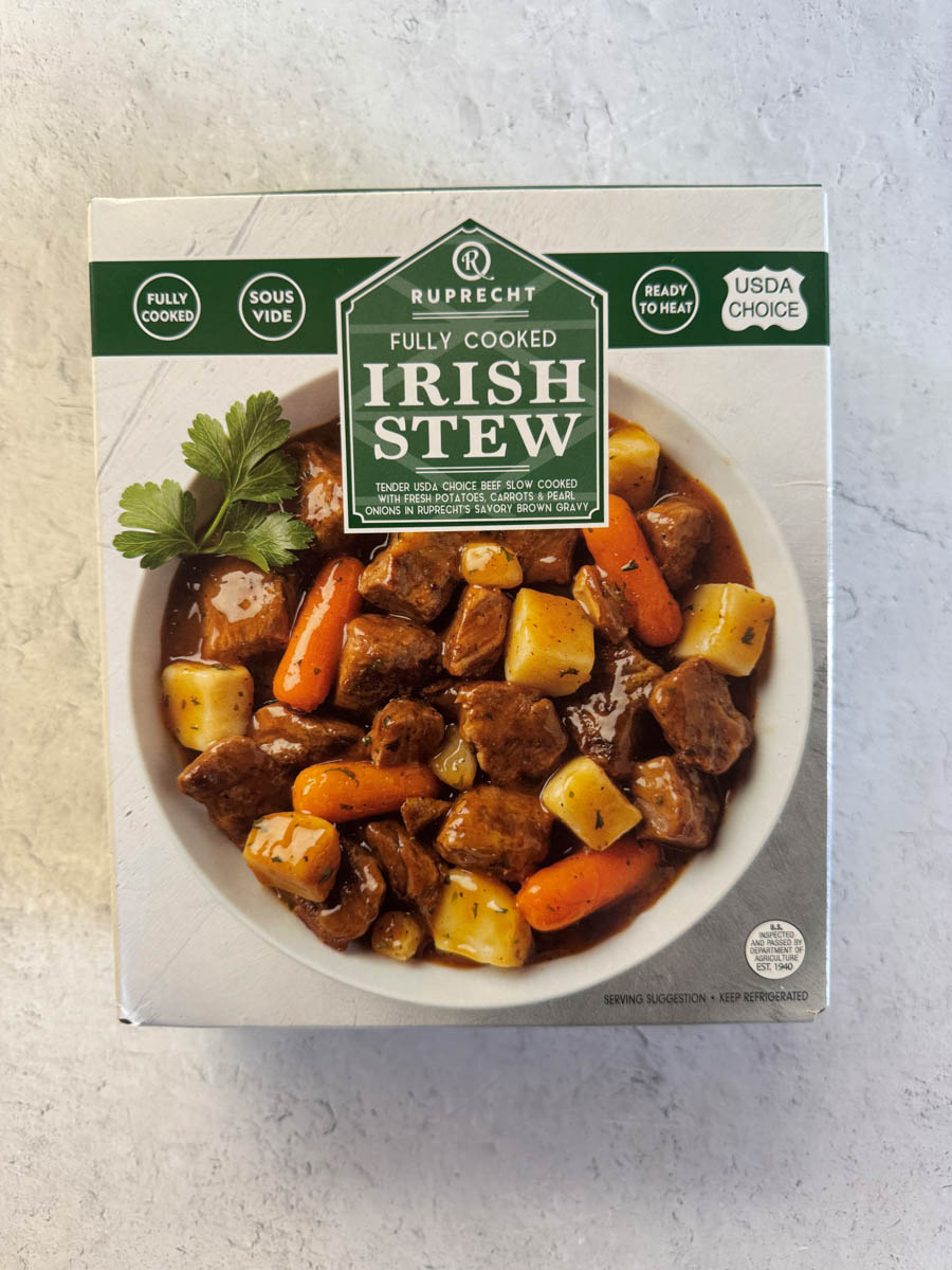 costco Irish stew box on the table