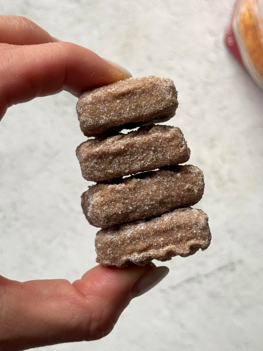 churro toffee stack in hand