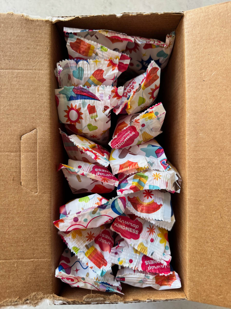 opened box with ice creams inside