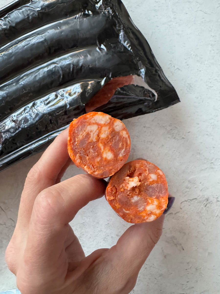 sausage cut in half