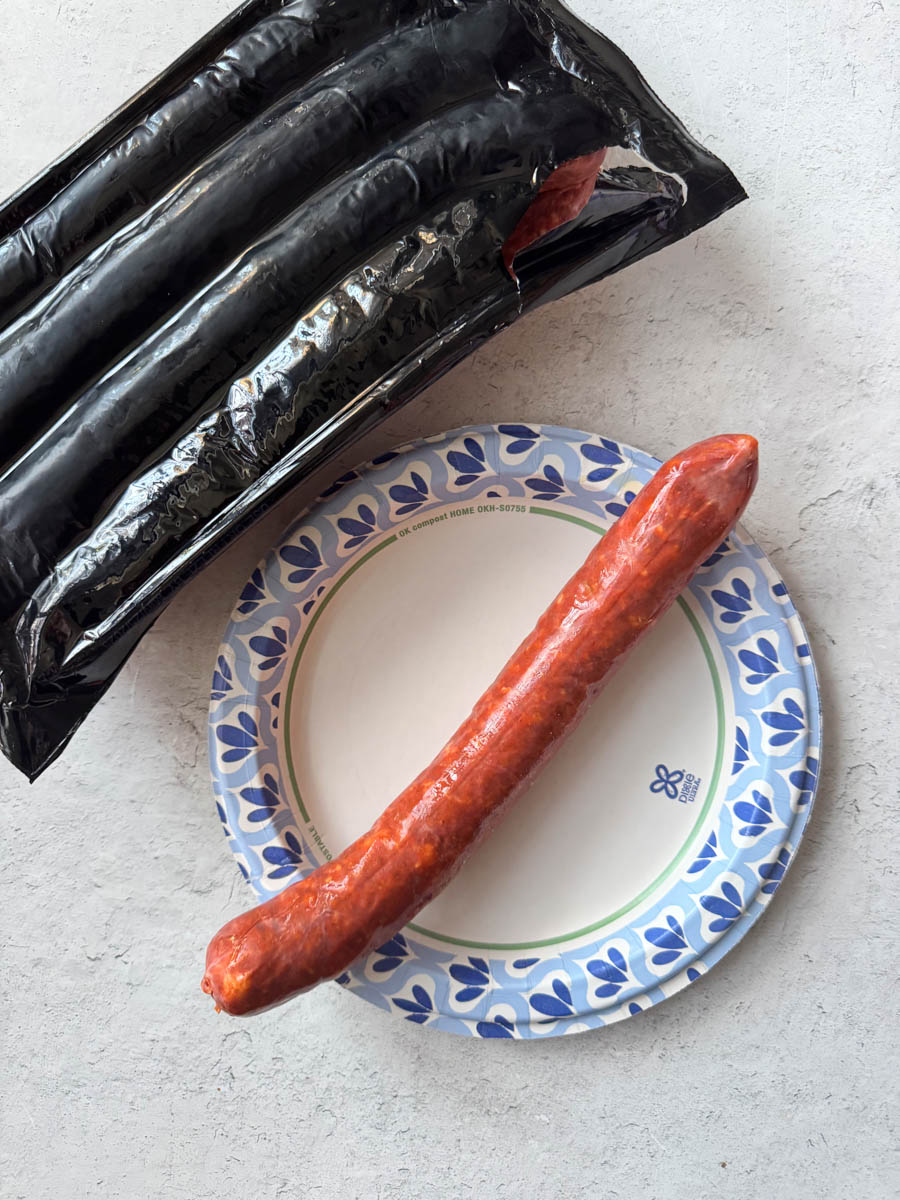 whole sausage on the plate