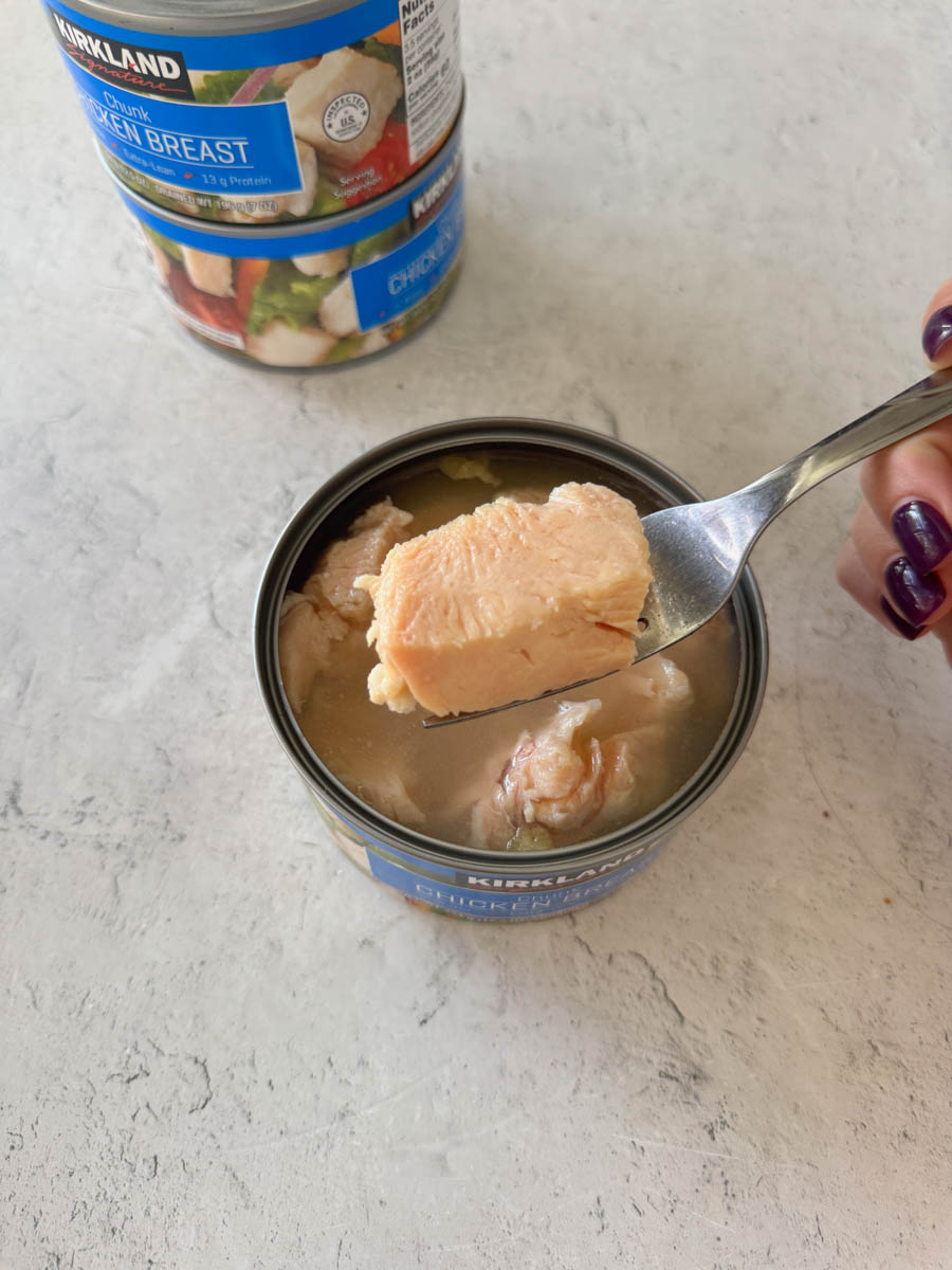 scooped chicken chunk from the can