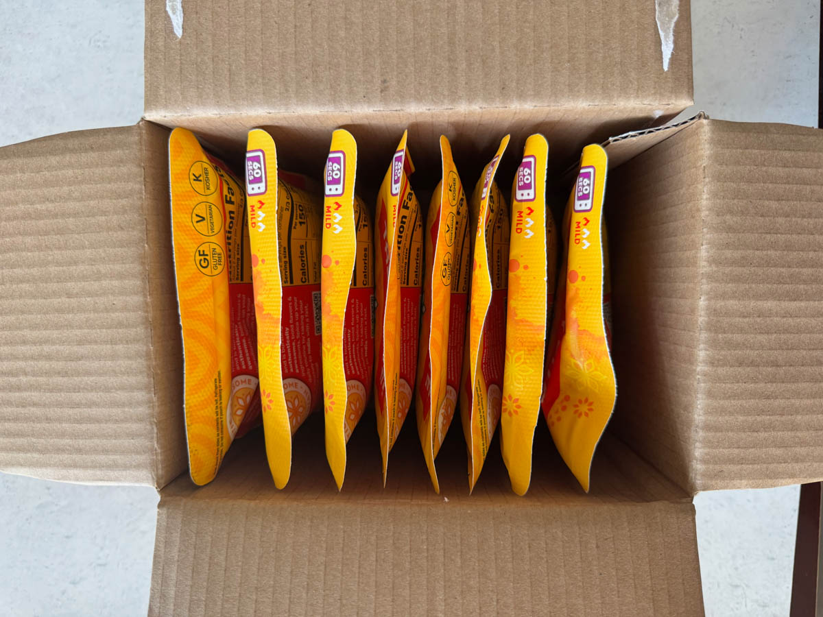 a box full of lentil packages
