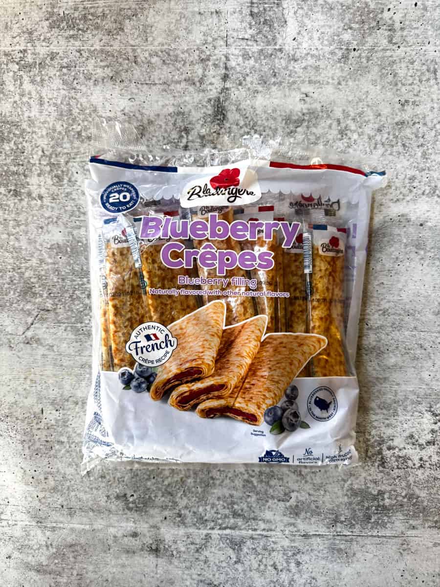 blueberry crepes package on the table