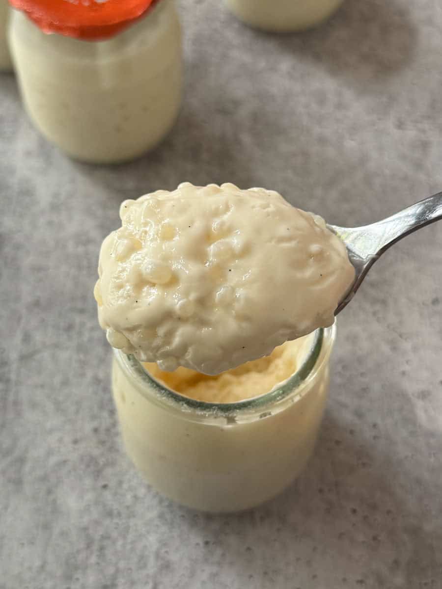 Delicious homemade pudding with a smooth, creamy texture, perfect for dessert or snack.
