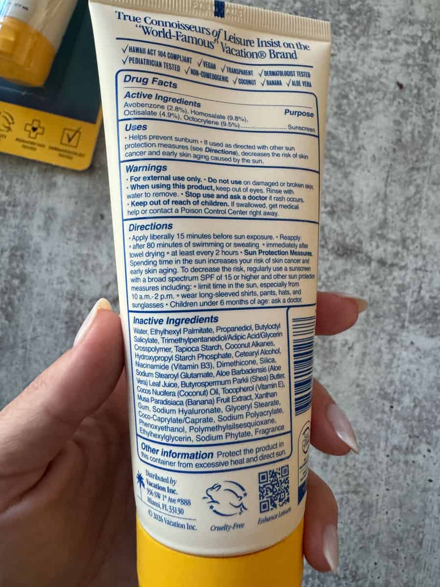 Sunblock lotion with SPF 15, Vitamin E, and aloe vera for skin protection.