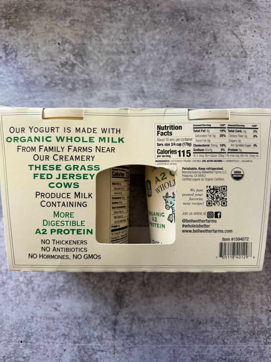 Organic Whole Milk Yogurt with Jersey Cow Milk.