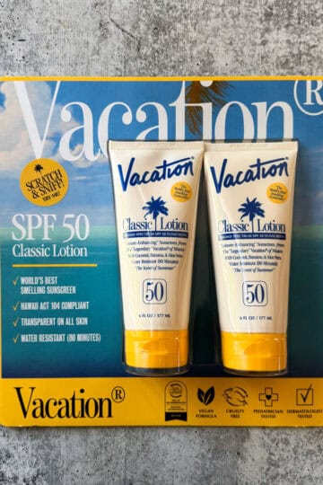Vacation SPF 50 Classic Lotion Sunscreen for sun protection and skin care.
