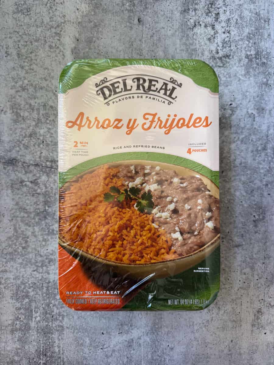Del Real Arroz y Frijoles frozen meal with rice and beans, ready to heat and serve. Perfect for quic.