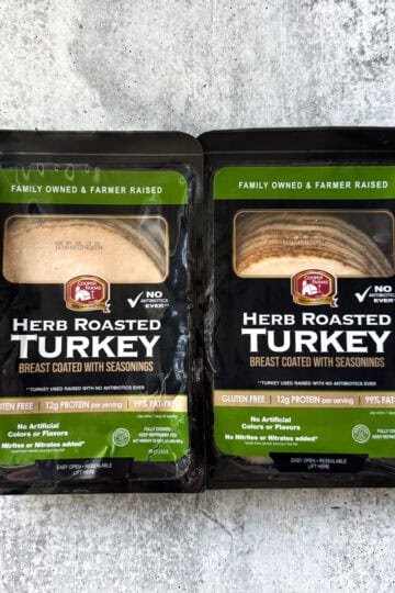 Herb roasted turkey breast slices with seasonings, gluten-free, no artificial flavors, perfect for s.