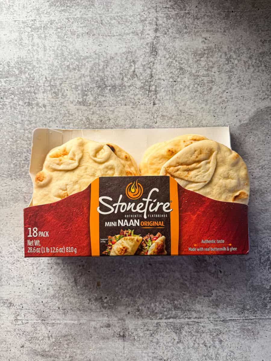Pack of Stonefire Mini Naan bread with 18 pieces for snacks or meals.