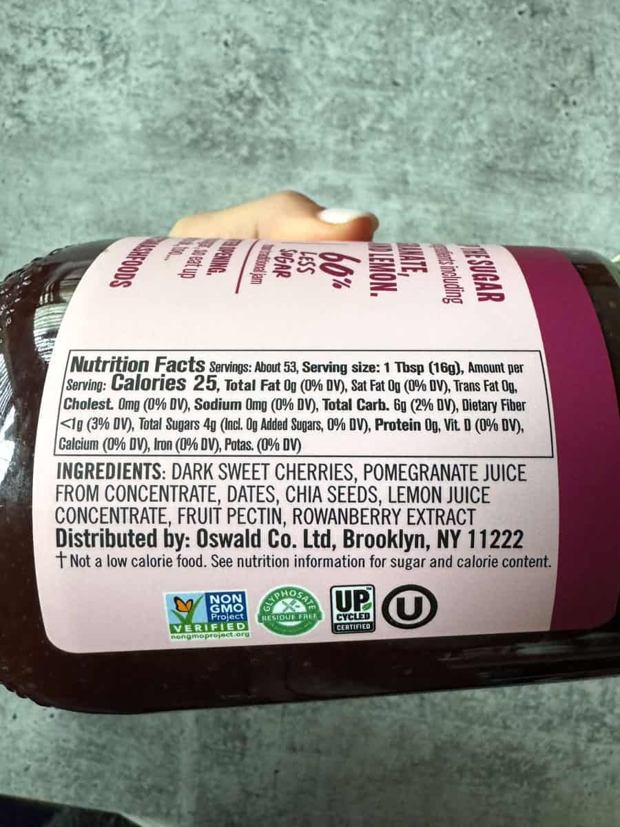 Dark sweet cherry and lemon juice drink with pomegranate and cranberry extract.