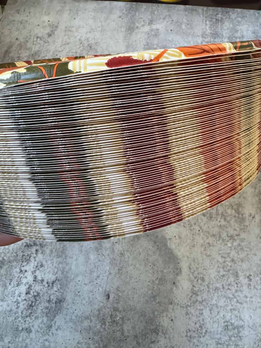Colorful striped plate design with ridged texture.